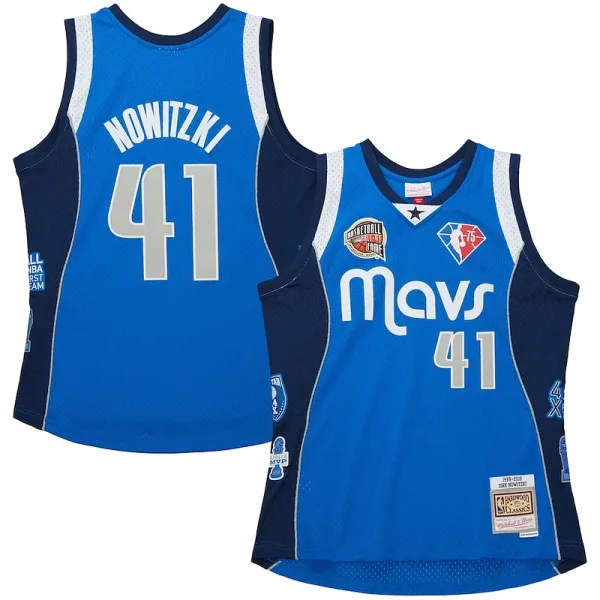 Magnifisent Dirk Nowitzki Dallas Mavericks Unisex Hall of Fame Class of 2023 Throwback Swingman Jersey Blue für Sportliebhaber
