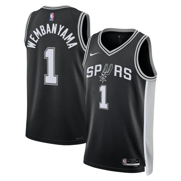 Schön Stylish Exquisit Victor Wembanyama San Antonio Spurs Nike Unisex 2023 NBA Draft First Round Pick Swingman Jersey Icon Edition Black für Sportliebhaber