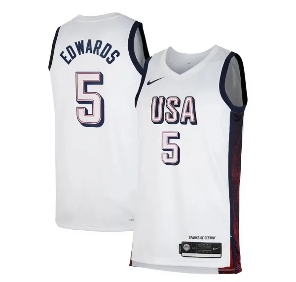 Beständiger Anthony Edwards Unisex Nike Men's USA Basketball 2024 Swingman Player Jersey White für Sportliebhaber